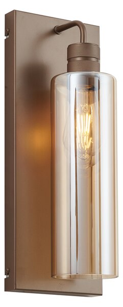 Lampa ścienna w stylu Hotel Chic ciemny brąz z bursztynowym szkłem - Stavelot