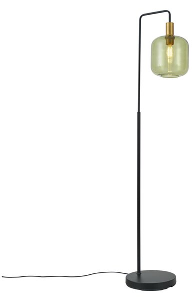 Lampa podłogowa w stylu Hotel Chic czarno-złota z zielonym szkłem - Zuzanna