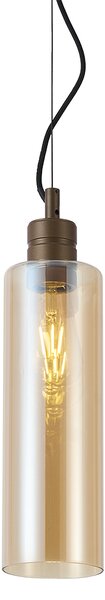 Lampa wisząca w stylu Hotel Chic ciemny brąz z bursztynowym szkłem - Stavelot
