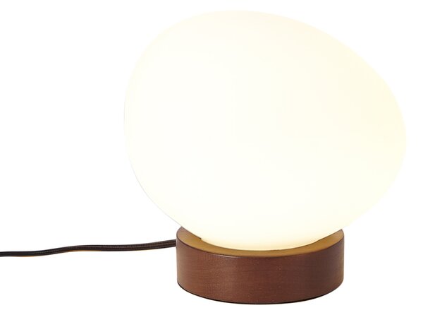 Lampa stołowa Japandi drewniana z opalowym szkłem - Sally