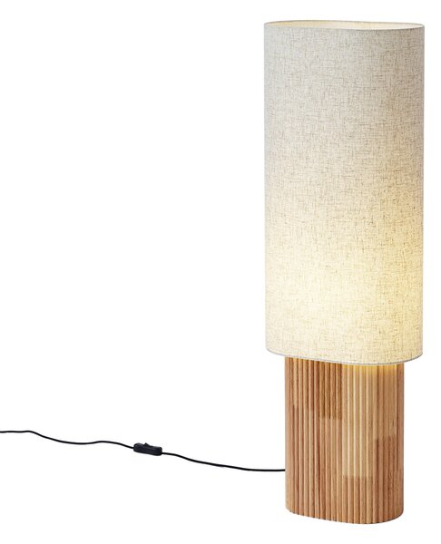 Lampa podłogowa Japandi drewniana z lnianym abażurem 90 cm - Lamel