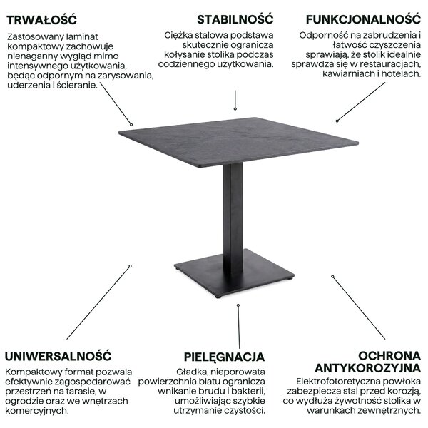 Stolik ogrodowy ze stalową podstawą RIVIO/VENA 80 cm - Bjørkka