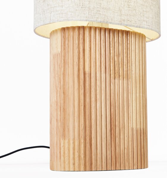 Lampa podłogowa Japandi drewniana z lnianym abażurem 90 cm - Lamel
