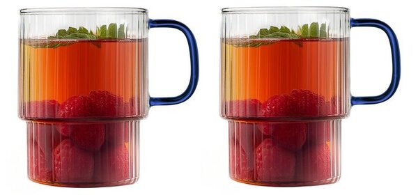 Niebieskie szklane kubki zestaw 2 szt. do cappuccino 350 ml Livio – Vialli Design