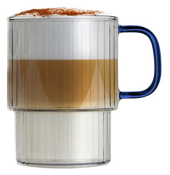 Niebieskie szklane kubki zestaw 2 szt. do cappuccino 350 ml Livio – Vialli Design