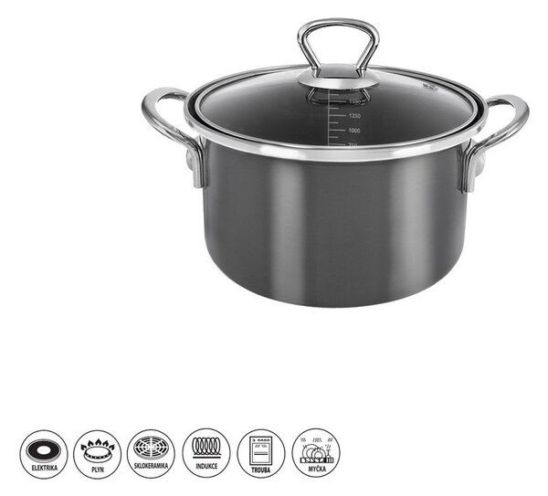 Garnek emaliowany z pokrywką 1,75 l Metalic – Orion