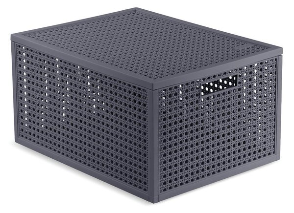 Ciemnoszary pojemnik z pokrywką z plastiku z recyklingu 30x38x21 cm Kaya – Curver