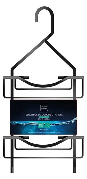 Wisząca aluminiowa półka łazienkowa w kolorze matowej czerni Filaire Aluminium – douceur d'intérieur
