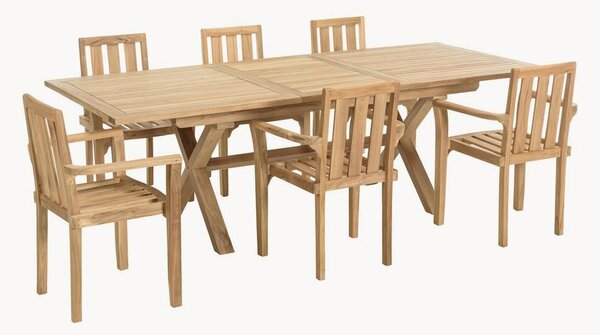 Komplet mebli ogrodowych z drewna tekowego Fun, 7 elem