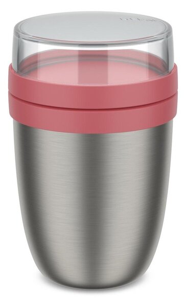 Jasnoczerwony/w kolorze srebra termos na jedzenie ze stali nierdzewnej 500 ml Ellipse – Mepal