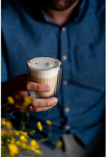 Szklane kubki zestaw 2 szt. do cappuccino 250 ml Livio Duo – Vialli Design