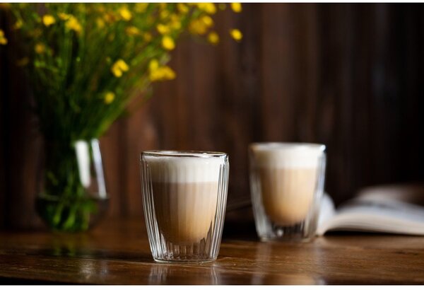 Szklane kubki zestaw 2 szt. do cappuccino 250 ml Livio Duo – Vialli Design