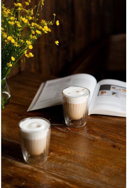 Szklane kubki zestaw 2 szt. do cappuccino 250 ml Livio Duo – Vialli Design
