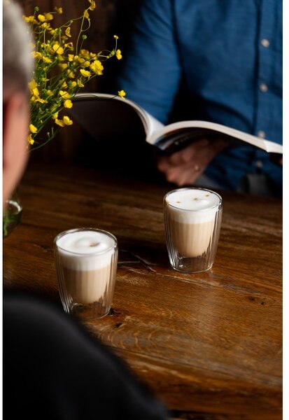 Szklane kubki zestaw 2 szt. do cappuccino 250 ml Livio Duo – Vialli Design