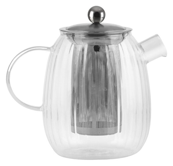 Szklany dzbanek do herbaty z sitkiem w kolorze matowego srebra 1 l Tulip – Vialli Design