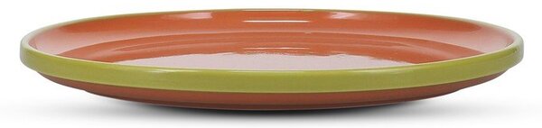 Zielony/pomarańczowy kamionkowy talerz ø 26 cm Duo – ONA