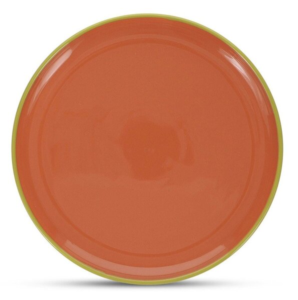 Zielony/pomarańczowy kamionkowy talerz ø 26 cm Duo – ONA