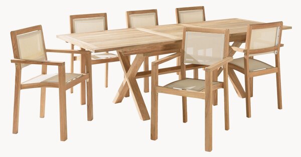 Komplet mebli ogrodowych z drewna tekowego Fun, 7 elem