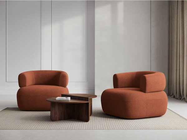 Ceglasty fotel z materiału bouclé Jenny – Micadoni Home