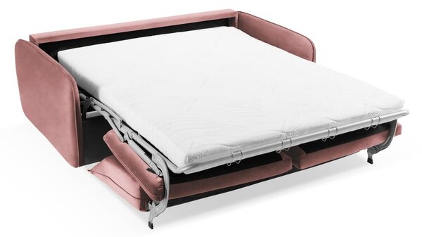 Różowa aksamitna rozkładana sofa 214 cm Vienna – Cosmopolitan Design