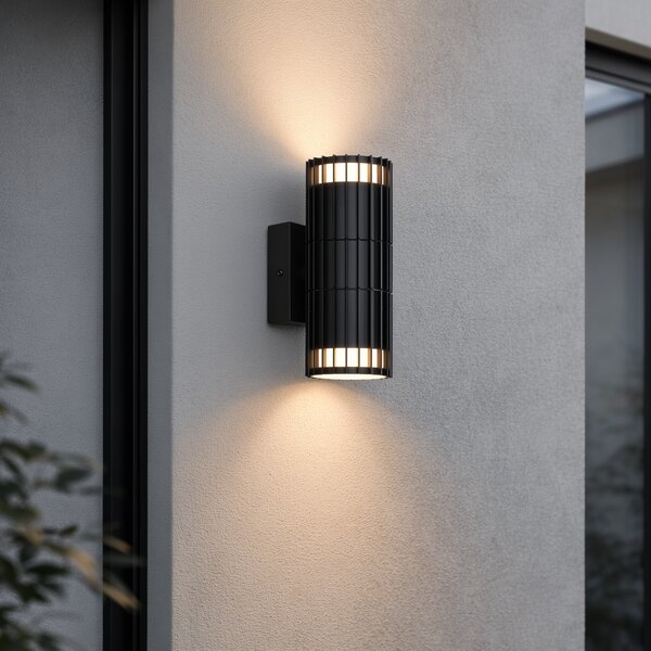 Designerska lampa ścienna zewnętrzna czarna 2-światłowa IP44 - Boris
