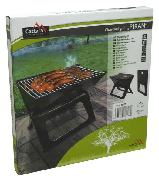 Składany czarny grill na węgiel drzewny Cattara Piran