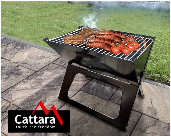 Składany czarny grill na węgiel drzewny Cattara Piran