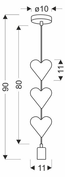 Biały/różowy żyrandol dziecięcy z metalowym kloszem Hearts – Candellux Lighting