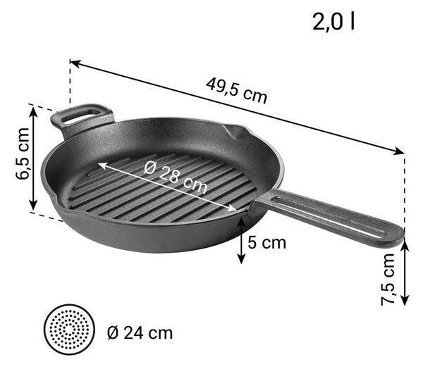 Żeliwna patelnia do grillowania ø 28 cm Massive – Tescoma