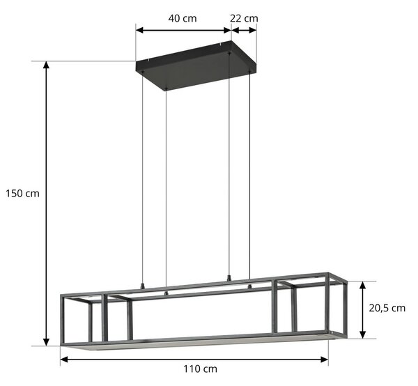 Lampa wisząca Estante Lucande, możliwość ściemniania, czarny, salon / jadalnia, metal, nowoczesny