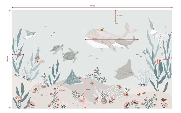 Tapeta dziecięca 400 cm x 248 cm Dreamy Seabed – Lilipinso