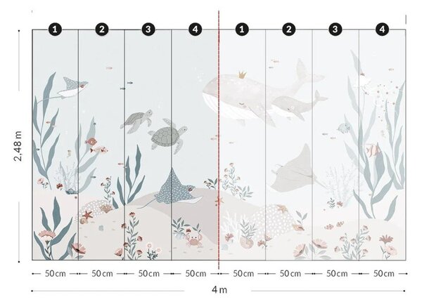 Tapeta dziecięca 400 cm x 248 cm Dreamy Seabed – Lilipinso