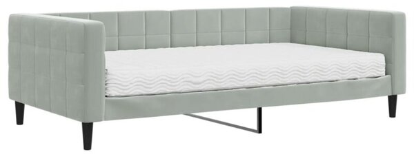 Sofa z materacem do spania, jasnoszara, 100x200 cm, aksamit