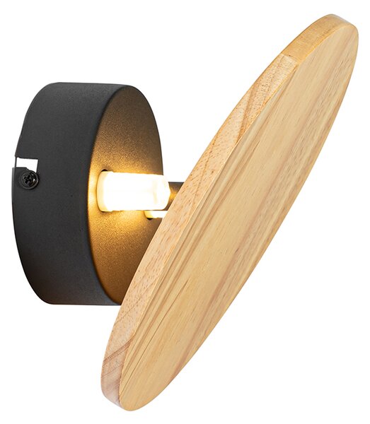 Rustykalna lampa ścienna okrągła z drewna - Pulley
