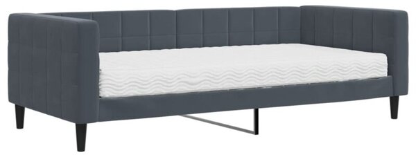 Sofa z materacem do spania, ciemnoszara, 90x200 cm, aksamit