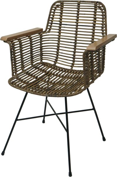 Krzesło do jadalni HWC-M29, krzesło kuchenne wiklinowe krzesło rattanowe krzesło rattanowe krzesło z podłokietnikami, Kubu rattan drewno metal