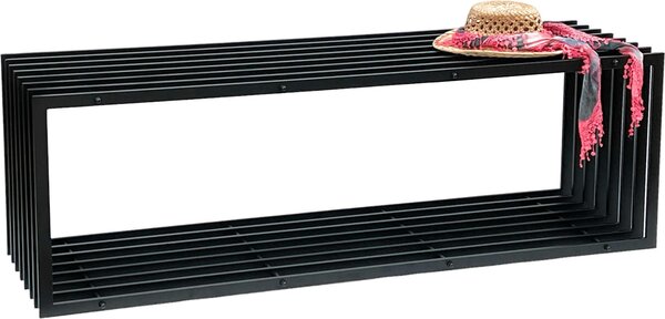 DanDiBo Ławka ogrodowa metalowa czarna odporna na warunki atmosferyczne 150 cm ławka nowoczesna 96430 ławka parkowa żelazna ławka listwowa