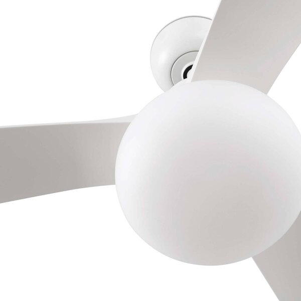 FARO BARCELONA Wentylator sufitowy z oświetleniem Outwood, biały, DC, cichy, Ø150 cm możliwość ściemniania, salon / jadalnia, tworzywo sztuczne, nowoczesny
