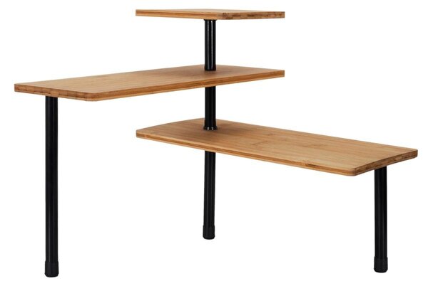 Półka narożna Regał narożny bambusowy - 3 poziomy - 43 x 43 x 38 cm - Modułowa