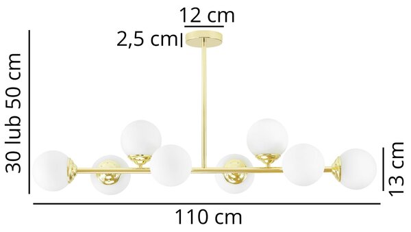 LAMPA WISZĄCA SUFITOWA NOWOCZESNA ZŁOTO KLASYCZNE BIAŁE KULE FINO 8 LED