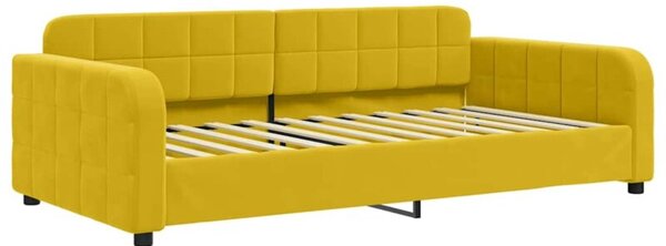 Sofa z funkcją spania, żółta, 90x200 cm, obita aksamitem