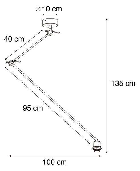 Stalowa lampa wisząca bez klosza regulowana - Blitz