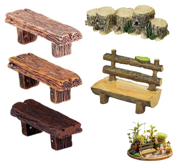 Miniaturowa ławka do ogrodu - skala 1:12 - Drewno - Trzy kolory