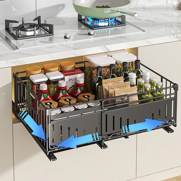 Organizer kuchenny wysuwany - Organizer do szafki bez wiercenia - 32,5 do 50 cm - Metal