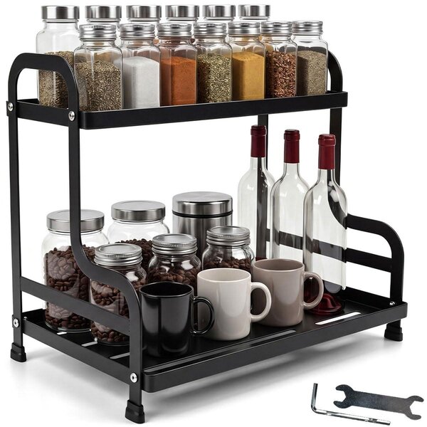 Stojak na kawę - Organizer do kawy - Metal - Czarny - 32,5 x 30 x 22 cm