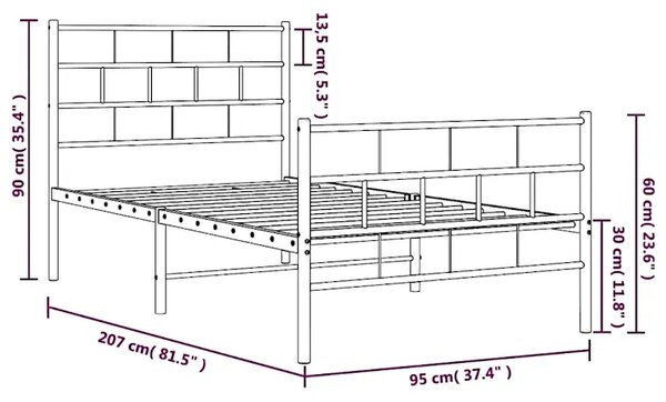 Czarne Pojedyncze Łóżko 90X200 B0-N23