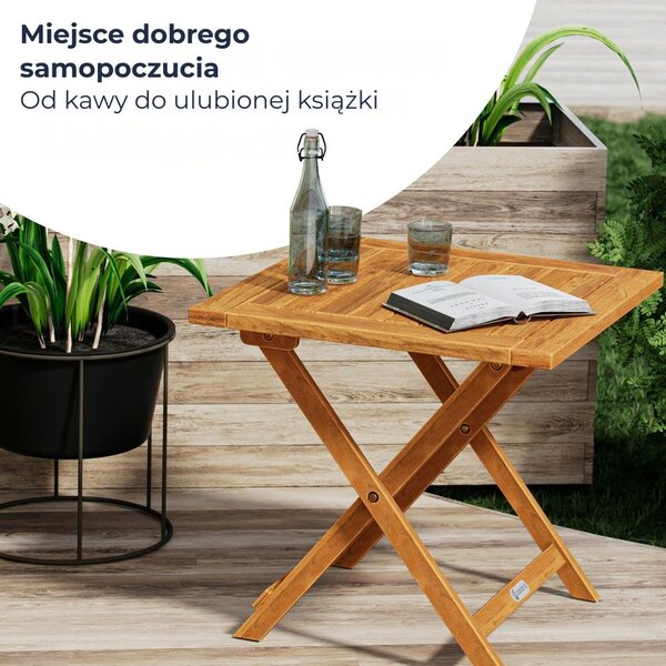 Stolik VITEK z drewna akacjowego, 46x46x46cm, brązowa Casaria