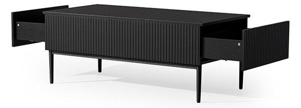 Stolik kawowy Nicole 120 cm z szufladami i metalowymi nogami - czarny mat / czarne nóżki