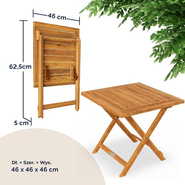 Stolik VITEK z drewna akacjowego, 46x46x46cm, brązowa Casaria