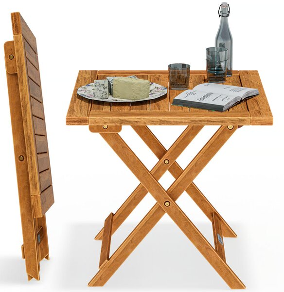 Stolik VITEK z drewna akacjowego, 46x46x46cm, brązowa Casaria